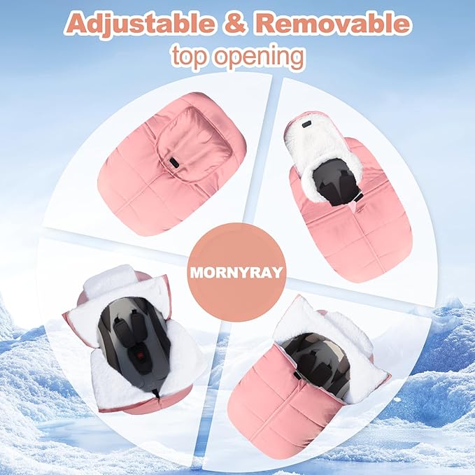 Winter Baby Car Seat Cover, Infant Carrier Cover Cold Weather, Windproof Newborn Warm Carseat for Unisex Babies（Pink）