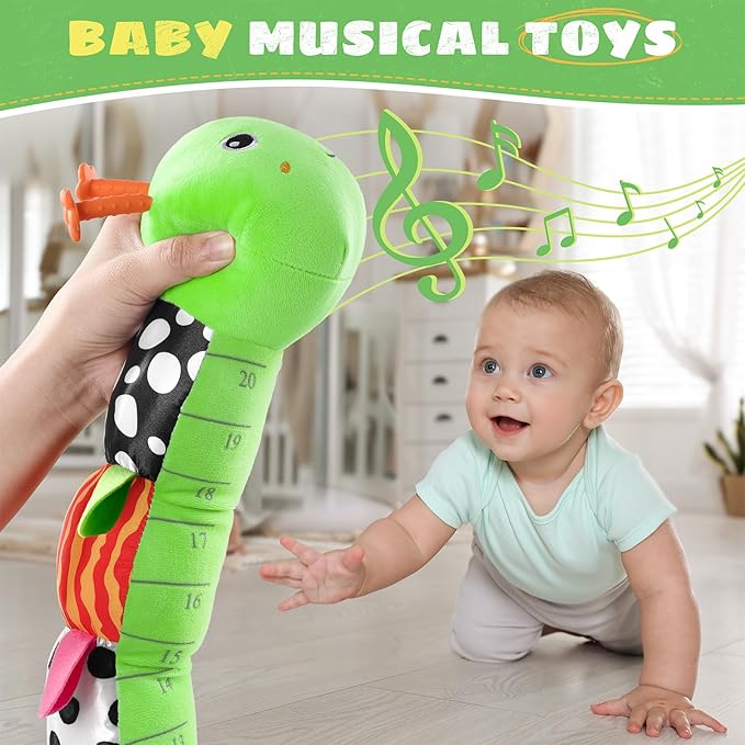 Baby Toys 6-12 Months Music Caterpillar,Stuffed Animals Infant Toys 0-3-6 Months,Baby Sensory Toys Tummy Time with Crinkle Rattle Teething Toys for Newborn Boys Girls Gifts Birthday|Grass Green