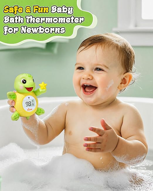 KISSONE Baby Bath Thermometer, Digital Water Temperature Monitor for Newborns & Toddlers, Accurate Temperature Readings, BPA-Free, °F/°C, Floating Turtle Toy with Bath Water Safety
