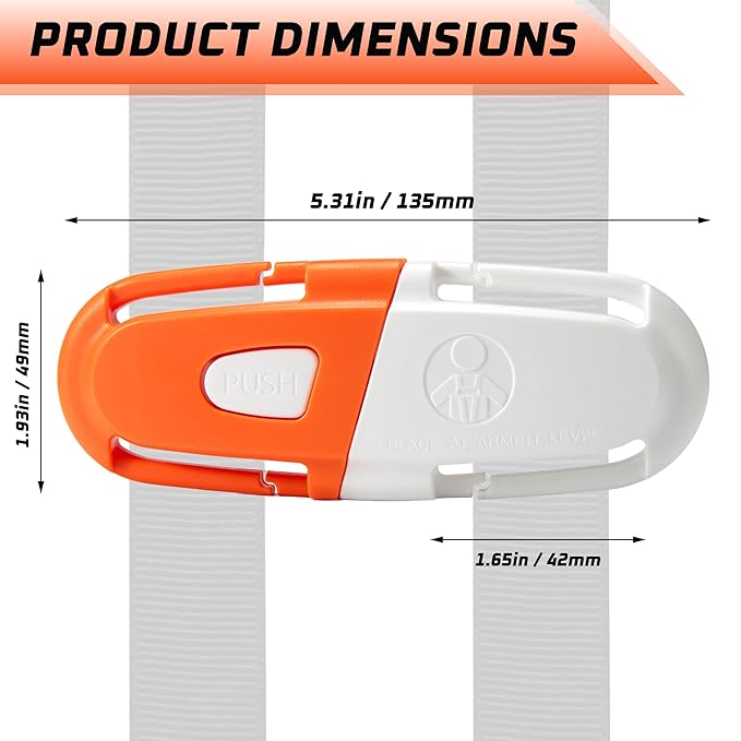 Universal Car Seat Chest Clip, Adjustable Harness Positioning Clip for Stroller and Booster Seat, Anti-Slip Shoulder Straps Holder Accessory for Parents (1 Pack, Orange&White)