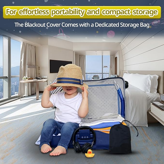 South to East Pack N Play Blackout Cover, Portable Stretchy Blackout Tent for Travel Crib, Breathable Cover for Pack and Play, Blocks 90% of Light with Optimal Airflow, Blackout Pod for Baby Sleep