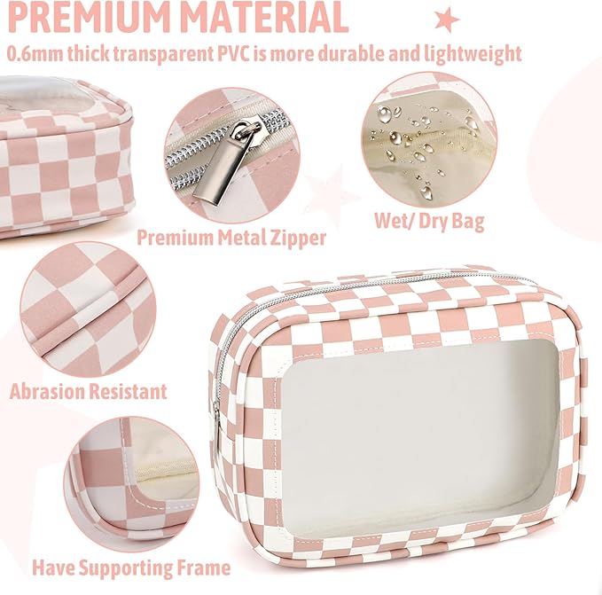 YOPCDJ 5PCS Diaper Bag Organizer Pouch Set, TSA Approved Toiletry Bag, Clear Waterproof TPU Makeup Bag Set Travel Organizer Bags for Women and Kids