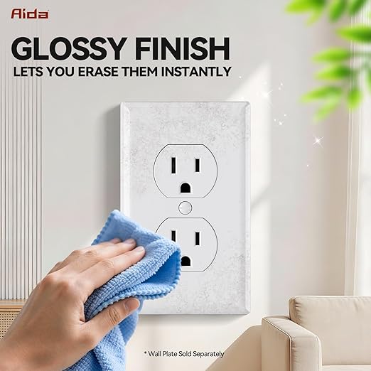 AIDA 10 Pack 15A 125V Duplex Heavy-Duty Receptacle Outlet, Electrical Outlet Electrical Wall Outlets, Duplex Receptacle Outlet, Residential Grade, 2-Pole 3-Wire, Self-Grounding Clip, UL Listed, White
