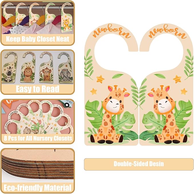 Baby Clothes Divider Wooden for Kid Closet - 8 Baby Closet Dividers Size Label for Boy & Girl, Baby Clothes Organizer Dividers - Cute Nursery Decor
