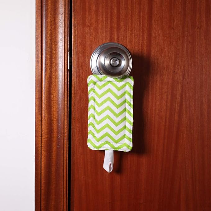 Door Silencer Door Jammer Door Closer Cushion Nursery Door Silencer Door Latch Cover 3 Pack for Noise Reducing Quiet Doors Baby Toddler Safety 3.25 x 5.5 Inch (Green Chevron)