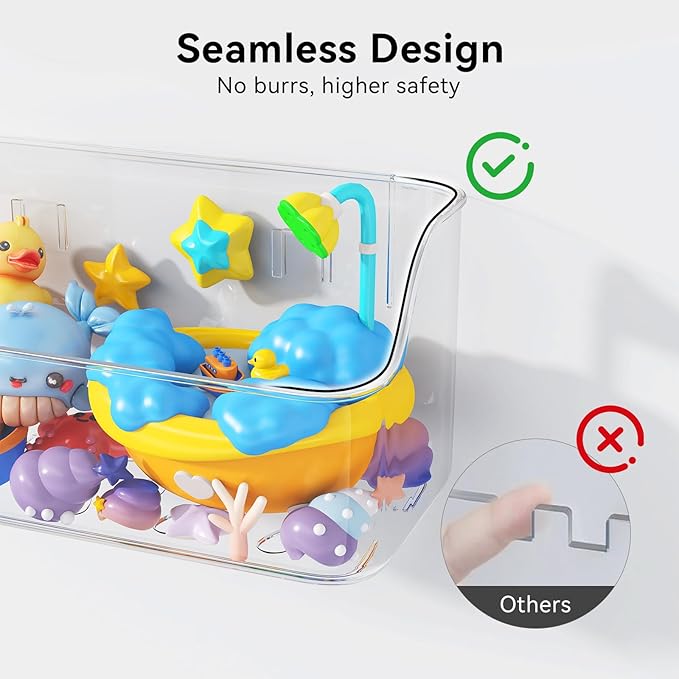 Bath Toy Storage Holder for Bathtub, 2 Pack Clear Bath Toy Organizer, Large Capacity Bathtub Toy Storage for Tub Bathroom