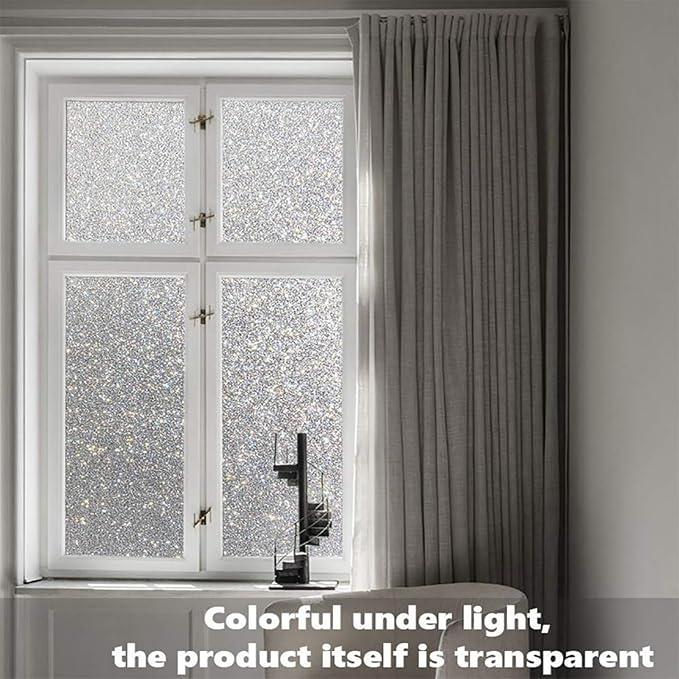 Finnez Frosted Privacy Window Film - Static Cling No Adhesive, Reusable & Easy to Remove, Decorative Glass Film for Home Bathroom Office Door, Crystal Clear 17.5 x 78.7 inches