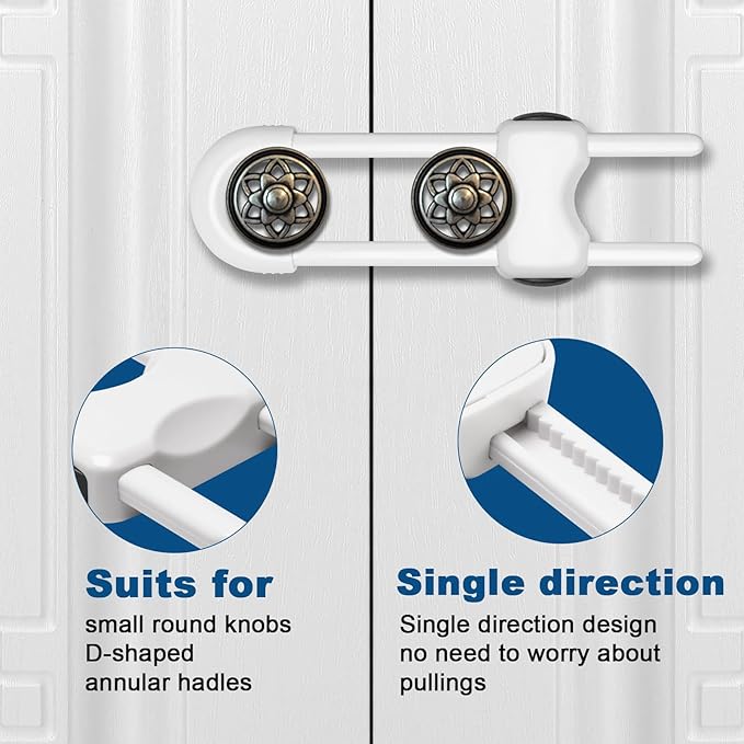 Cabinet Locks for Babies,Child Proof Cabinet Locks,8 Pack U-ShapedBaby Proofing Cabinets,Child Locks for Cabinets and Drawers,Child Safety Cabinet Locks with Adjustable(White)