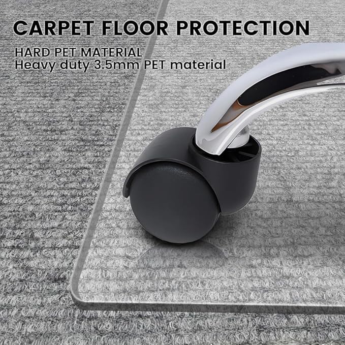 Office Chair Mat - Heavy Duty, 47"x32", 1/7" Thick, Flat Shipping, Suitable for Carpet and Hardwood Floor