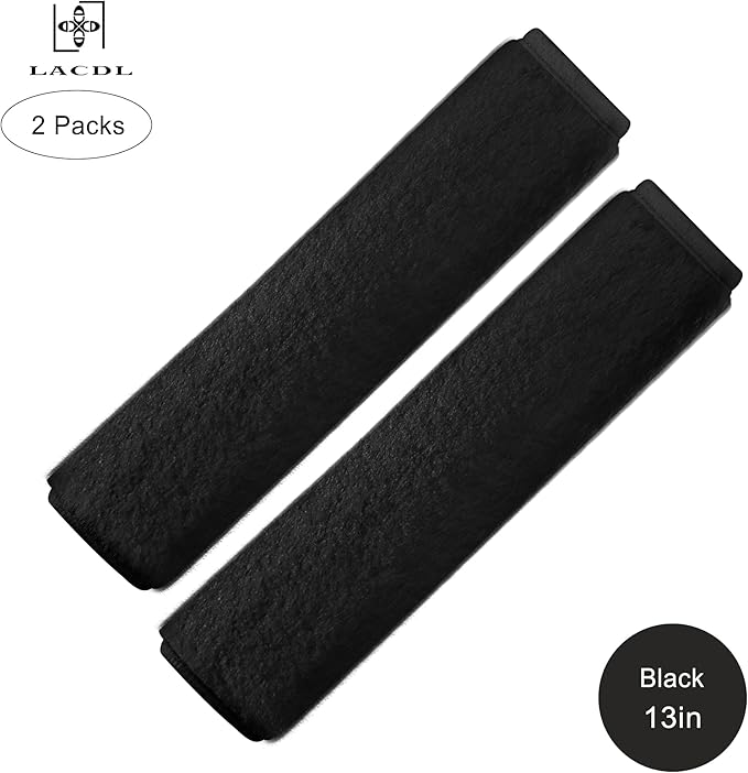 LACDL Extra Long Seatbelt Cover Super Soft Furry for Adults Kids Women & Men, Thick Plush Full Car Seat Belt Strap Cushion, Fluffy Shoulder Pad Protector, Auto Interior Accessories, Black, 13in, 2pcs