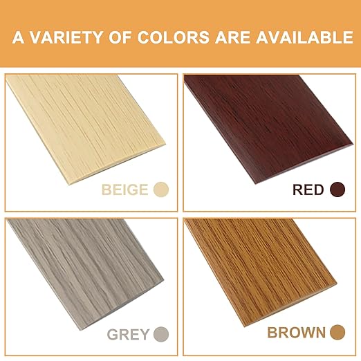 Floor Transition Strip Self Adhesive, Flat Laminate Floor Cover Strip 2" Wide Vinyl Floor Flat Divider Strip, Wood Grain Design (10Ft, Beige)
