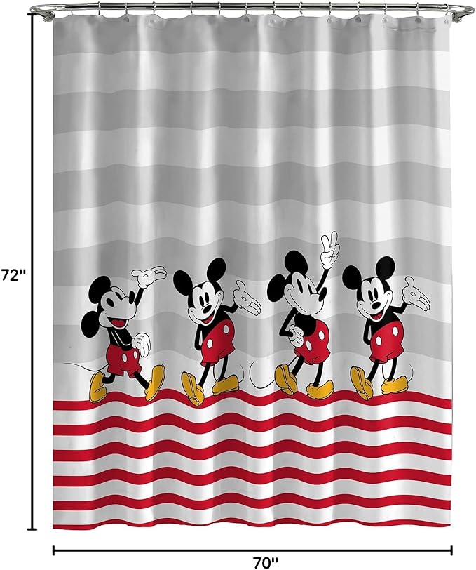 Jay Franco Shower Curtains Disney Mickey Mouse Hello There Easy Care Fabric Kids Bath Curtain (Official Disney Product)
