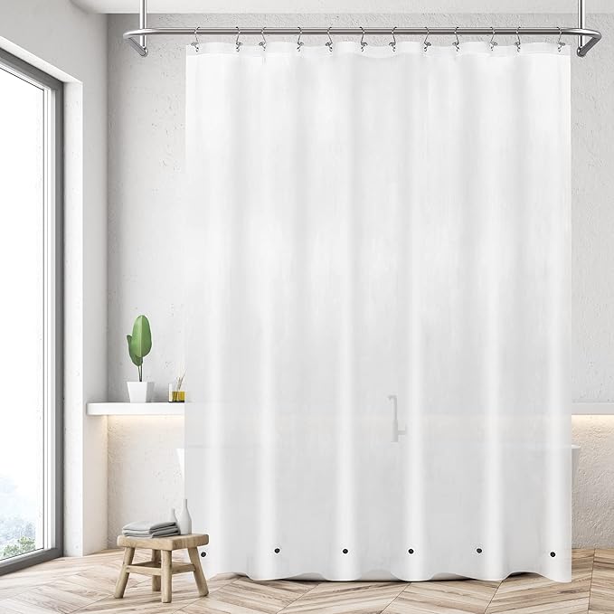 Mrs Awesome Long Shower Curtain Liner with 6 Magnets 72 x 80 inch Frosted Thick PEVA Waterproof Plastic Shower Curtain 72x80, Frost