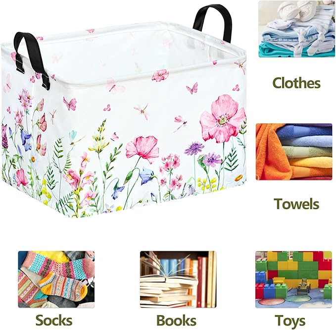 ACMUUNI Rectangle Gift Shelf Nursery Storage Basket Laundry Hamper Storage Box and Bins for Home Clothes with Handles
