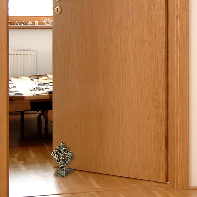 Door Stoppers for Bottom of Door Cast Iron Decorative Door Stop Wedge Doorstops (Antique Gold)