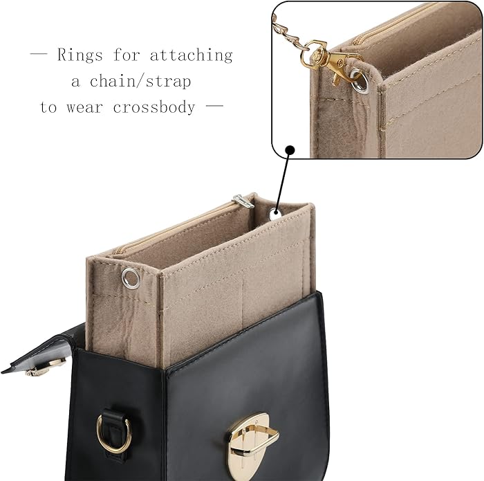 Joqixon Mini Felt Purse Organizer Insert Small Tote Bag organizer with Zipper