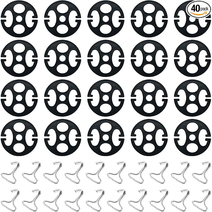 Aifeier ET 40Pcs Car Seat Cover Plum Plate Metal Hooks, 20 Pcs Plastic Car Seat Cover Chucks and 20 Pcs Metal Hooks Locking Clip, Card Fixed Fastener Buckle Replacement Accessories（Black
