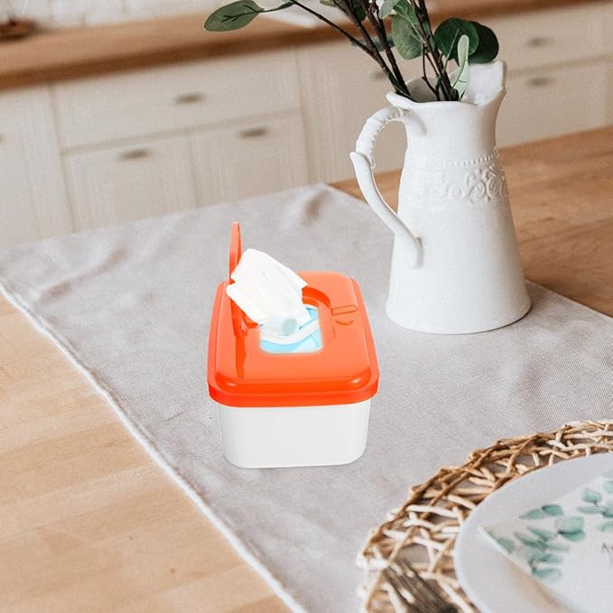 DOITOOL 2 Pcs Baby Wipes Dispenser Plastic Wipe Holder Container Case with Sealing Design Refillable Container Emapty Box Keeps Easy Open and Close for Bathroom Nursery (Random Color)