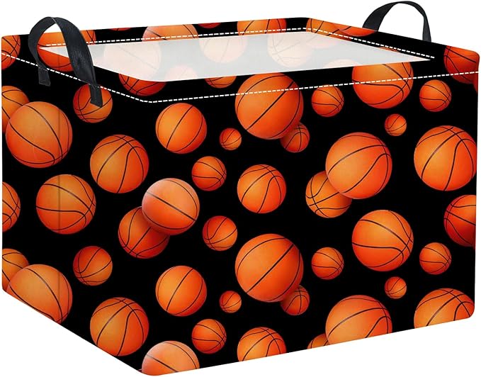 TIBAOLOVER Rectangular Basketball Kids Gift Bin Organizer Shelf Book Room Decor (Black Basketball)