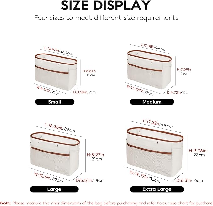 GIVLEFLY Tote Organizer Insert with Multiple PocketsZipper Purse Dividers with Handle Lightweight Purse Liner with Cup Holder Fit for Saint Louis Large, Neverful and More (Extra Large,White)