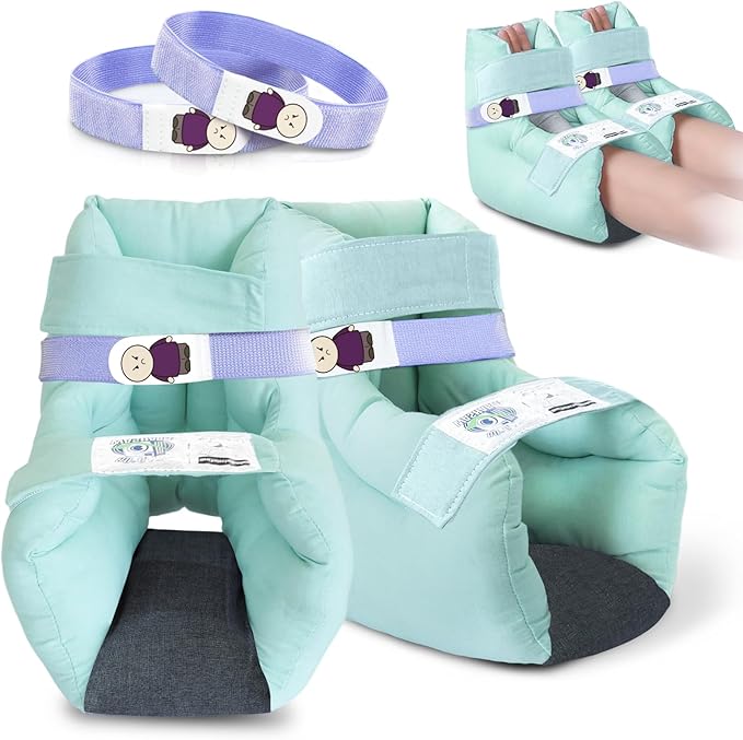 EZ Assistive 1pc Heel Protector Cushion Foot Pillow Remove Pressure and Bedsores,Heel Protectors for Pressure Sores for Heal Protection (Green, 2pcs)