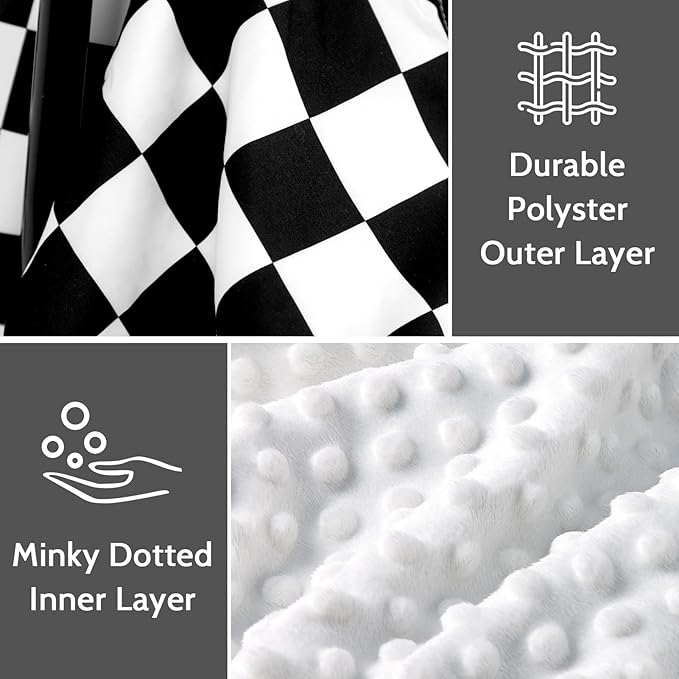 DILIMI Baby Car Seat Cover, Minky Warm Car Seat Covers for Babies, Peekaboo Opening Infant Car Seat Cover, Nursing Cover Carseat Canopy, Black Checkered