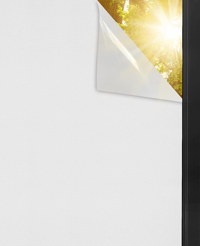 Shackcom White Total Blackout Window Film 23.6 X 78.7inch, Static Cling Window Covering, 100% Light Blocking Glass Opaque Film, Room Darkening Window Vinyl for Privacy Day Sleep Sun Blocking