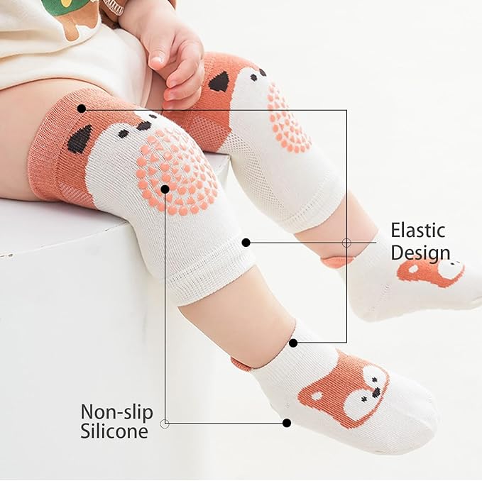 TFTSR Baby Knee Pads for Crawling (3 Pairs) and Baby Socks for Walking (3 Pairs), Walking Protector for Toddler Kid Girls Boy