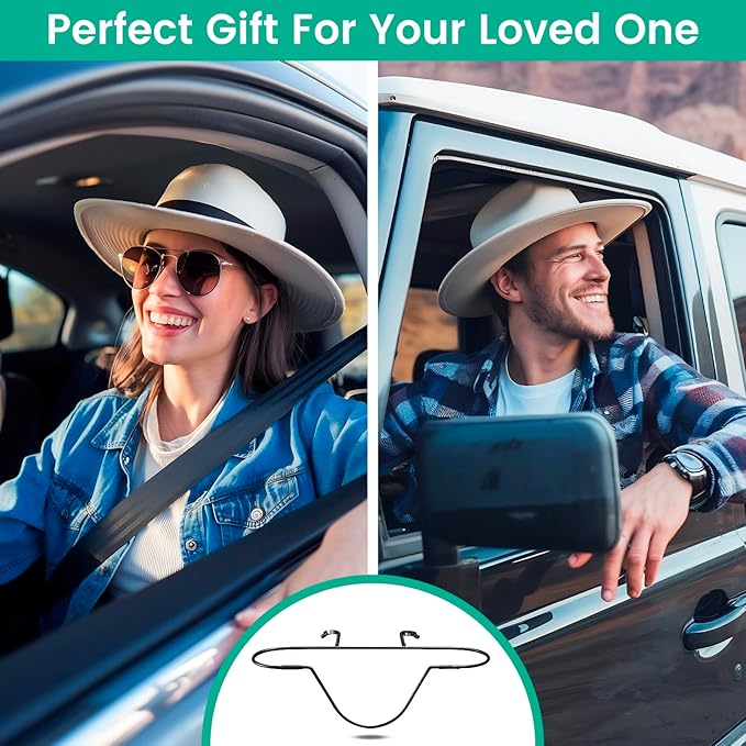 Folding Design Hat Rack For Car, Cowboy Hat Holder For Truck SUV Car(keep Hat Shape), Automotive Seat Back Hard Hat Holder Car Clothes Hanger, Cowboy Hat Organizer for Automotive Travel