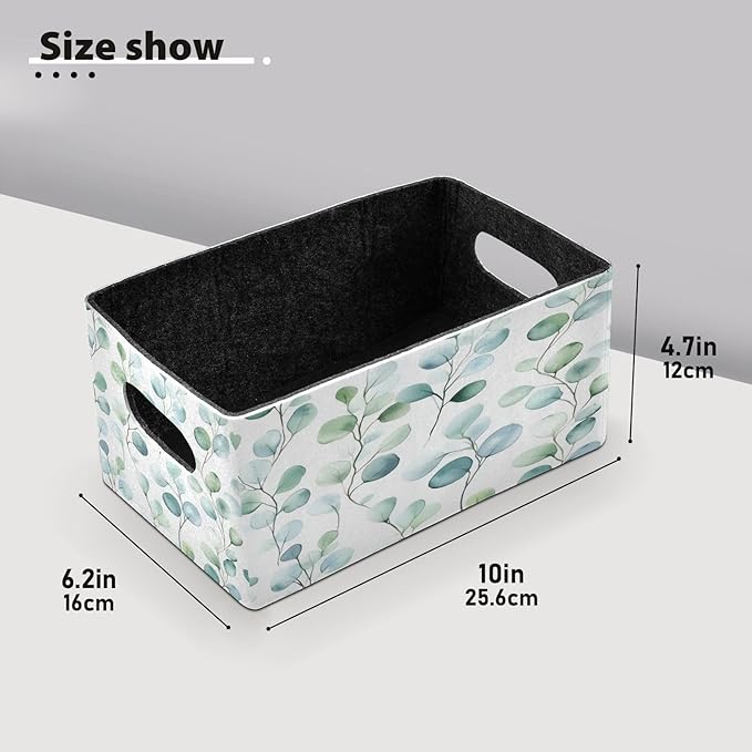 Kcldeci Flower Green Leaves Storage Bins Baskets for Organizing 2Pack, Sturdy Storage Basket Foldable Storage Baskets for Shelves Closet Nursery Toy