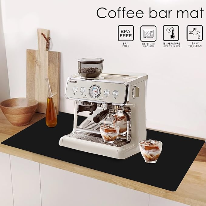 Extra Large Silicone Mat for Kitchen Counter 36" x 24" Silicone Table Mat for Resin Workbench Mat Heat Resistant Mat Coffee Bar Mat, Black