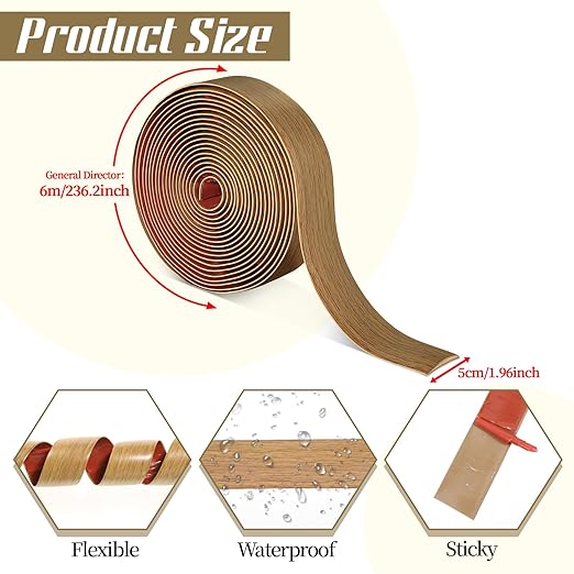 20Ft x 2" Vinyl Threshold Floor Transition Strip Trim Flooring Transition Strips Self Adhesive Wood Flat Divider Carpet Transitions Laminate Strip for Joining Laminate Tiles Carpet Doorway Transitions