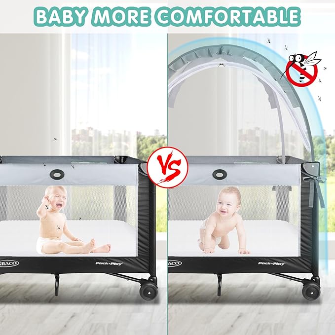 Crib Tent - Crib Net to Keep Baby in, Stop Baby from Climbing Out of Crib, Pop Up Crib Tent with Durable Breathable Net Double Zipper Strong Rods Installation Convenience