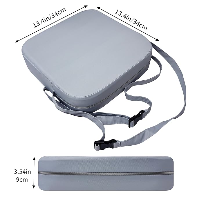 Toddler Booster Seat for Dining Table, Waterproof Kids Booster Seat for Kitchen Chair, High Density Foam Cushion with Non-Slip Bottom, Washable Cover & Adjustable Straps (Grey)