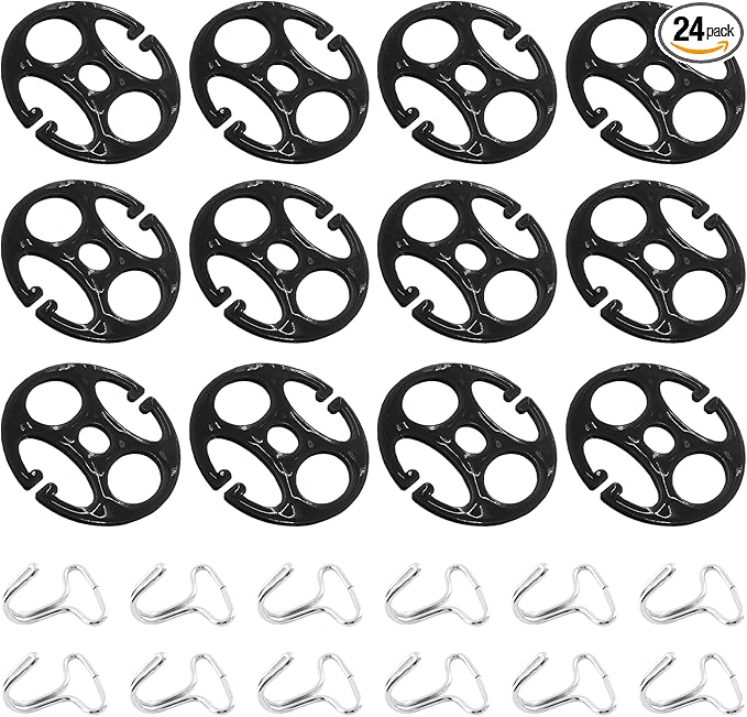 24Pcs Car Seat Cover Plum Plate Metal Hooks, 12Pcs Plastic Car Seat Covers Chucks and 12Pcs Metal Hooks Set Locking Clip Plastic Card Fixed Fastener Buckle Replacement for Car Seat (Black)