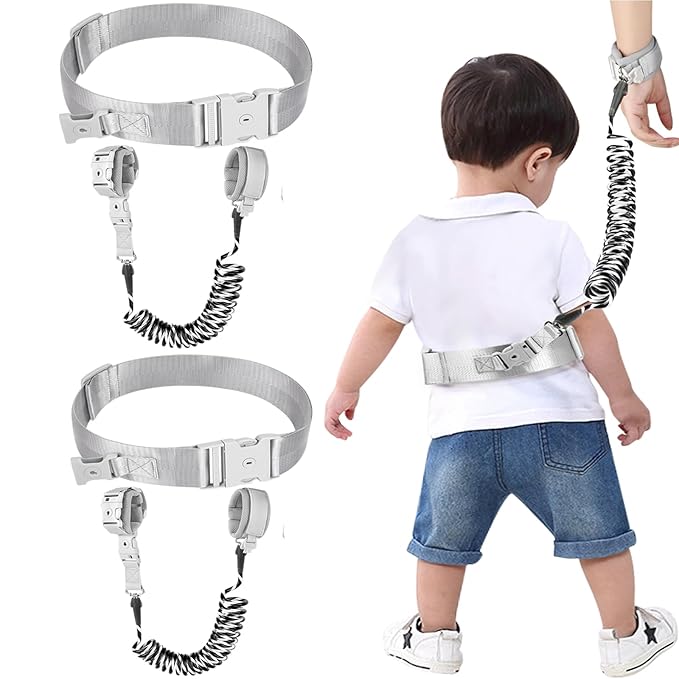 Accmor Toddler Waist Leash Belt, Reflective Anti Lost Wrist Link, Anti Lost Waist Band Child Leash with Lock for Kids, Child Walking Harness Wristband Rope Tether Leashes for Outdoor Travel (Black)