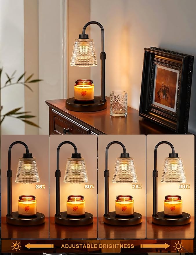 Innqoo Candle Warmer Lamp with Timer, Dimmable Candle Warmer for Jar Candles, Height Adjustable Wax Melts Warmer, Birthday Gifts for Women Mom, House Warming Gifts New Home Decor