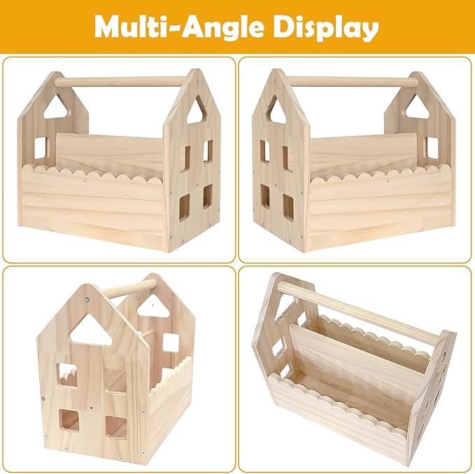 ElasignShopo Double-Sided Montessori Scalloped Bookshelf for 1-5 Years, Nursery Cute Storage for Books, House Shape Wooden Nursery Small Bookshelf, Room Furniture, Baby Bookcase 12 * 11.6 * 7.9"