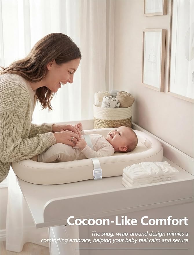 Wipeable Baby Changing Pad, Changing Pad Babies for Dresser Waterproof Standard Size in 30.7” * 15.7” for Diaper Changing on Table (Oatmeal)