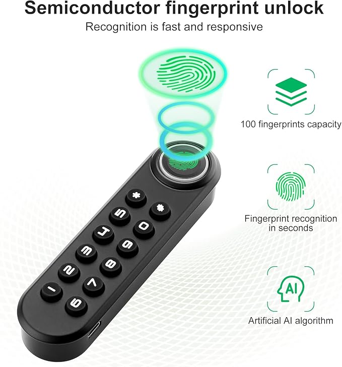 Fingerprint Cabinet Lock, Smart Biometric Password Lock With USB Key, Keyless Hidden File Drawer Wardrobe, Child Safety, DIY Wooden Furniture Privacy for Home Office