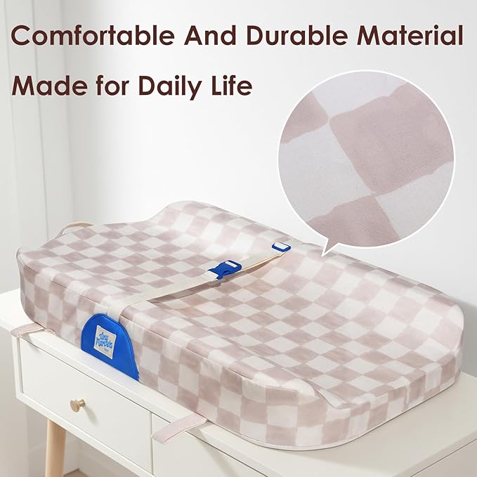 Tiny Marvels Baby Changing Pad with Cover, Waterproof Diaper Changing Pad with Non-Slip Base, Soft Contoured Changing Pad for Dresser, Nursery & Travel