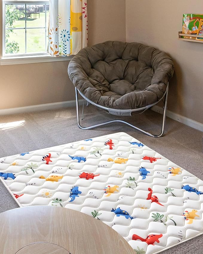 Odorless Premium Foam Baby Play Mat 74" x 50", Soft Microfiber Fabric Crawling Mat for Floor- Comfortable and Hypoallergenic, Non-Slip Cushioned Floor Playpen mat for Infants,Babies,Toddlers