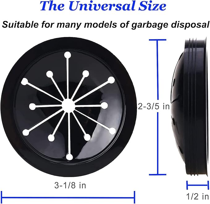 3 Pcs Black Garbage Disposal Splash Guards Collar Sink Baffle, 3-1/8 Inch Kitchen Sink Drain Splash Guard, Multi-Function Kitchen Drain Plugs for GE, Whirlaway, Sinkmaster and Waste King