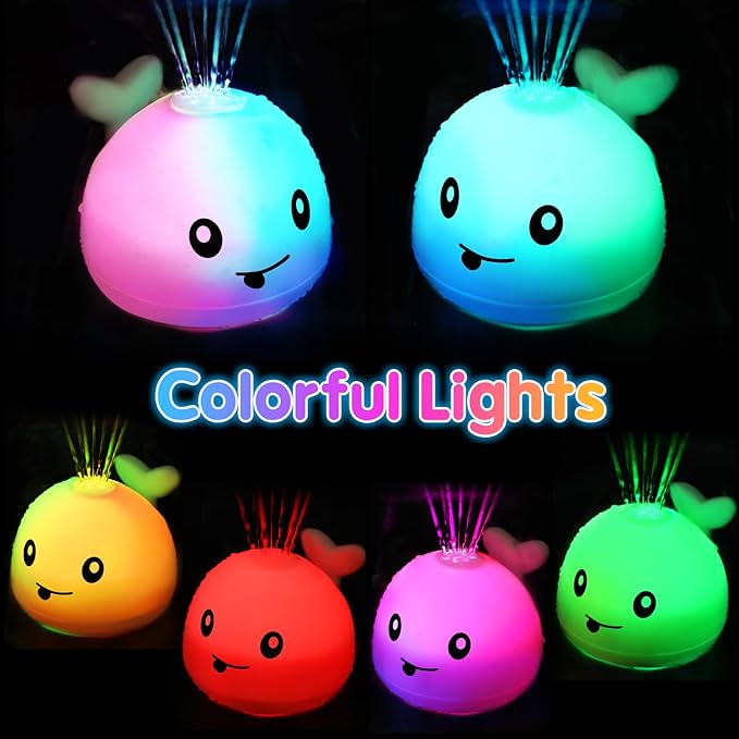 Baby Bath Toys for Kids Ages 1-3, Easter Basket Stuffers for Baby 1 2 3 Year Boy Girl, Whale Bath Toy Sprinkler Light up Bath Toys for Babies 6-12 Months, Toddlers Bathtub Toys Baby Birthday Gifts