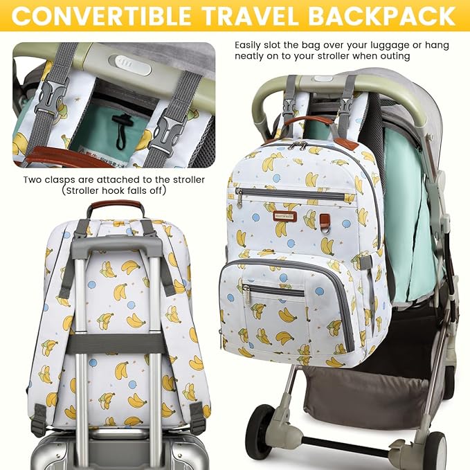 BILLITON MASHI Diaper Bag Backpack, Large Baby Nappy Bags with Portable Changing Pad for Boys and GirlsMultifunction Travel Baby Bag for Moms Dads, Shower Gifts Waterproof and Stylish