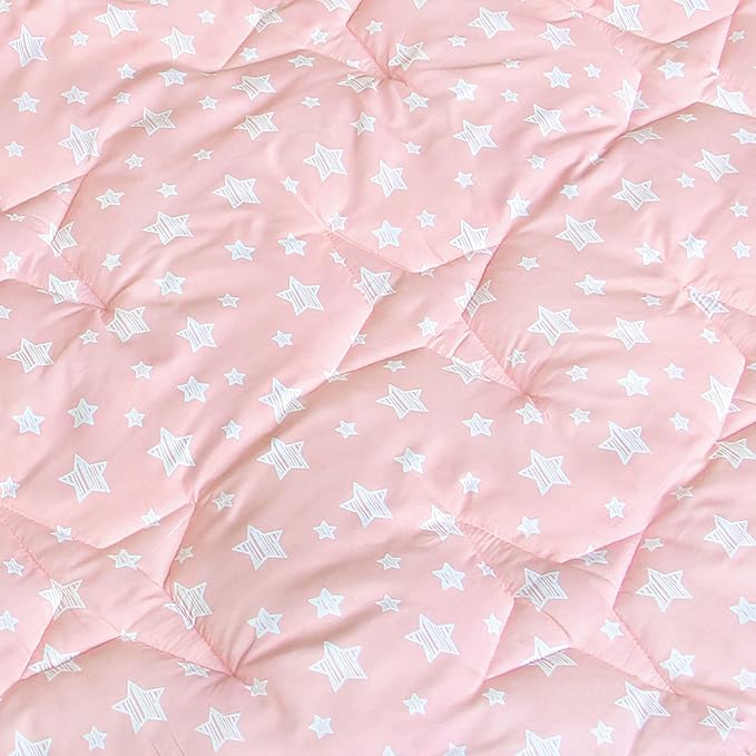 Octagon Playpen Mat Pink for Girls, Non Slip Baby Playpen Mattress Mat Fits 8 Panel Regalo Extra Large Portable Play Yard, Pink Star Print Playard Pad for Girls