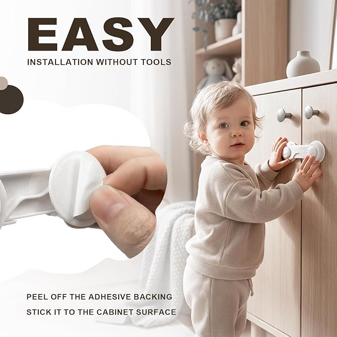 Hoxutym Baby Proofing Kit, 45 Pack Child Safety Pack – Cabinet & Drawer Locks, Corner Guards, Outlet Covers, Universal Safety Straps, Sliding Cabinet Locks, Door Stopper，Keep Your Child Safe at Home