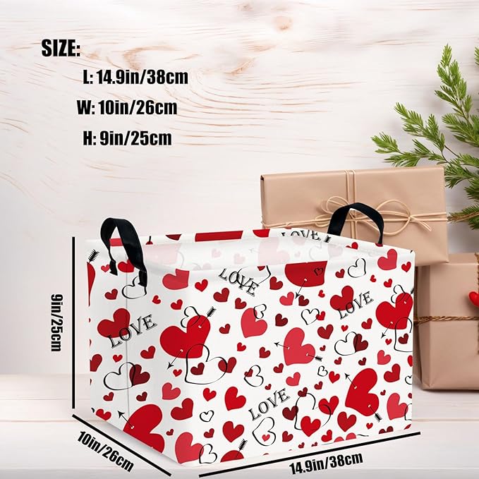 ASKETAM Valentine's Day Basket Gift for Empty Cute Heart Large Storage Bin for Kid and Baby Room Décor (Love Arrow Heart)