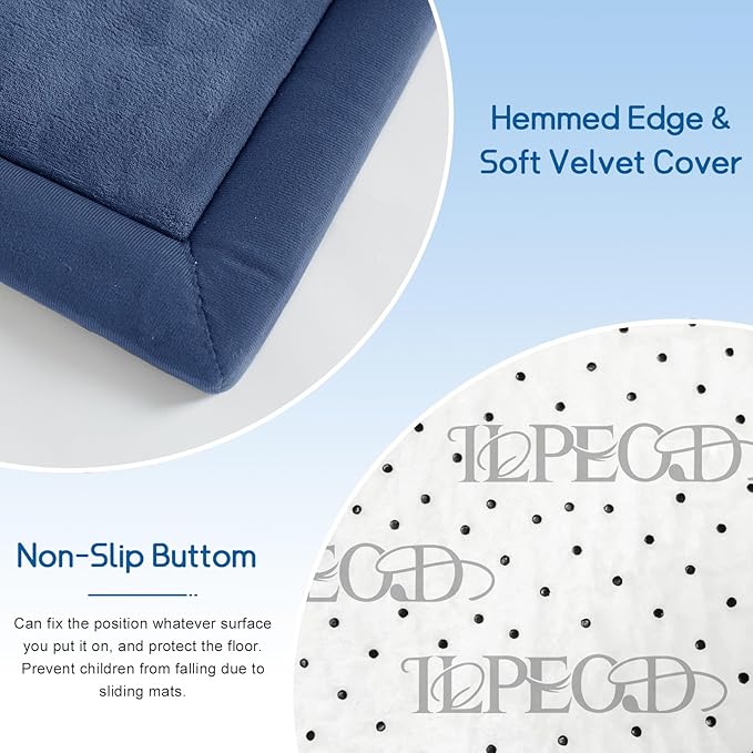 Baby Play Mat for Floor Nursery Rug Muscle Mat Area Rug Playroom Rug 79"x138" Playpen Mat Memory Foam 1.3" Thick Crawling Mat for Babies,Toddlers, Infants, Kids,Sapphire Blue