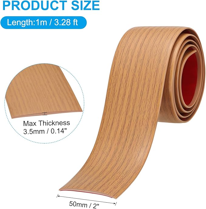 PATIKIL Vinyl Laminate Floor Transition Strip, Yellow Oak, 2 in x 3 Ft, Flat Divider for Joining Floor Gaps, Doorways, Carpet, Tiles
